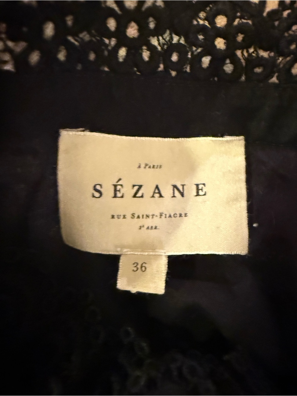 Sezane Rym Black Lace Button-Front Blouse - Picture 6 of 6
